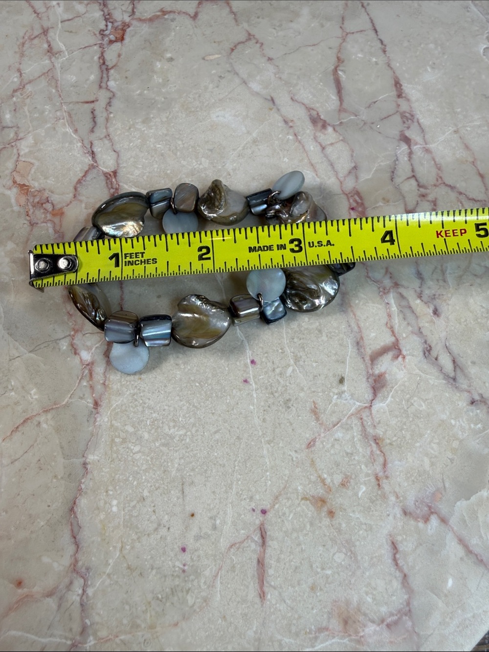 Iridescent Shell Disc Stretch Bracelet - Women Jewelry - Picture 6 of 8